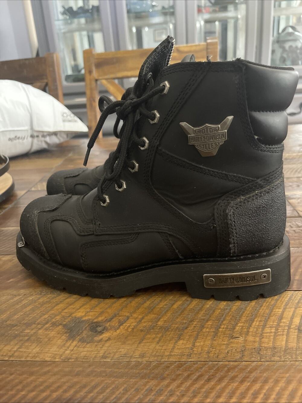 Harley-Davidson Men's Stealth Motorcycle Boots. Patch Lace Black Riding D91642